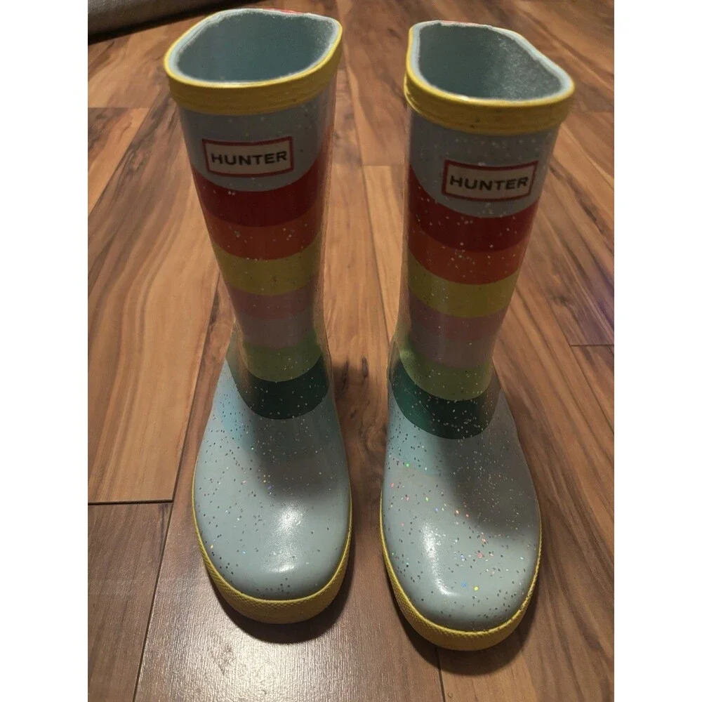 Hunter Unisex Glitter Rainbow Sky Rain Boots Little Kids Size 13